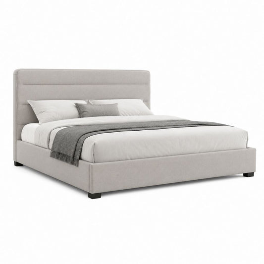 Letto matrimoniale imbottito in poliestere grigio chiaro per materasso 160 x 200 cm, 171 x 215 x 110 cm