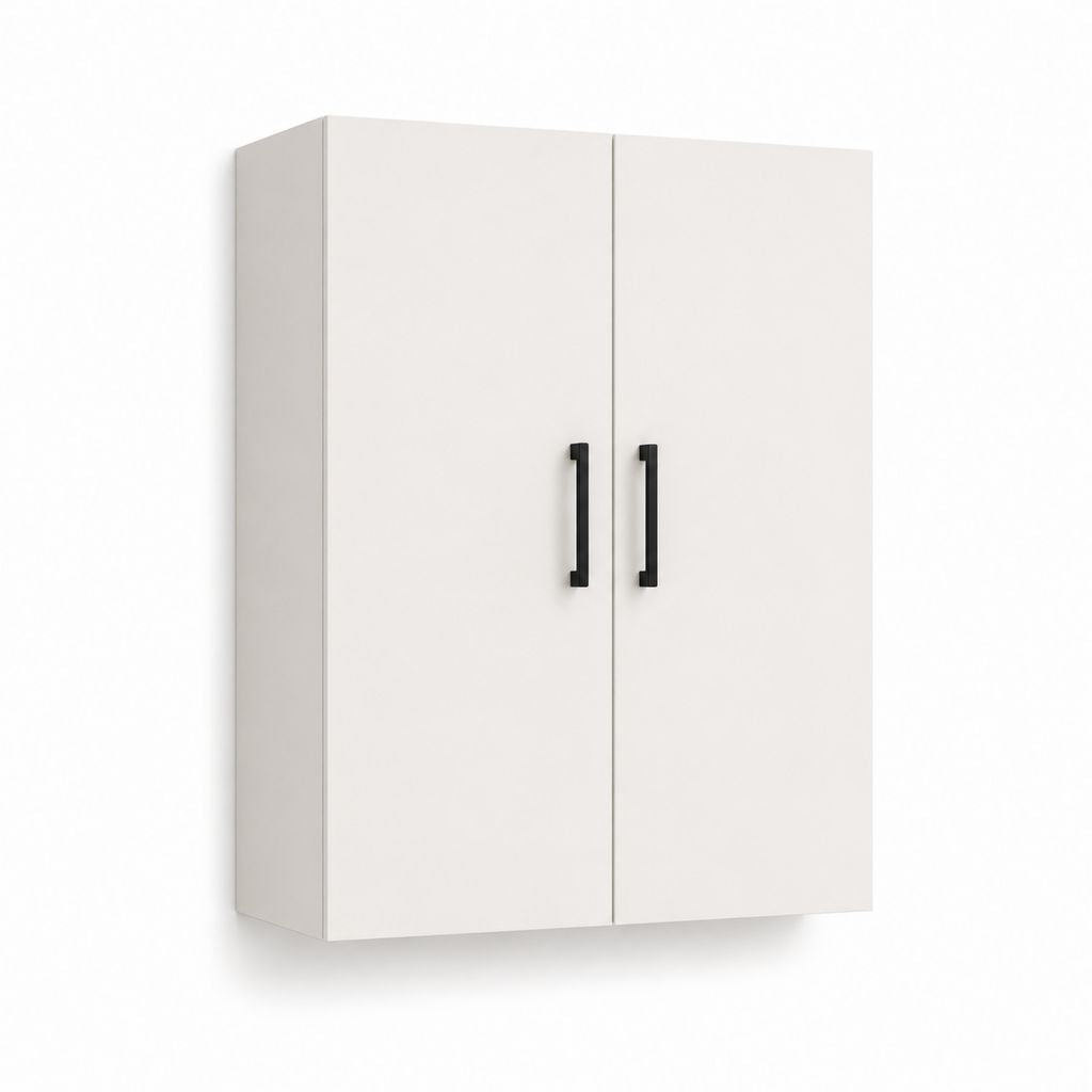 Armadio pensile a 2 ante in pannelli di particelle melaminici, bianco, 60 x 30 x 80 cm
